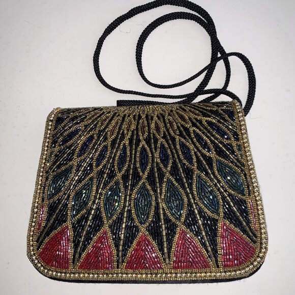 La Regale Handbags - La Regale Ltd.Beaded Satin Evening Bag